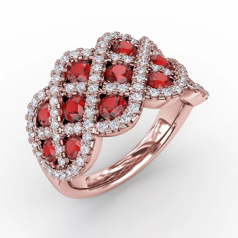 You and Me Emerald and Diamond Interweaving Ring R1370