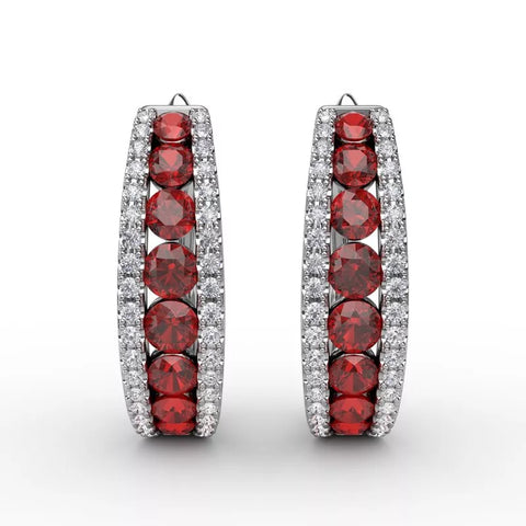 FANA Channel Set Ruby Fashion Hoops ER1348R