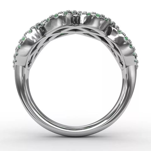 You and Me Emerald and Diamond Interweaving Ring 1370