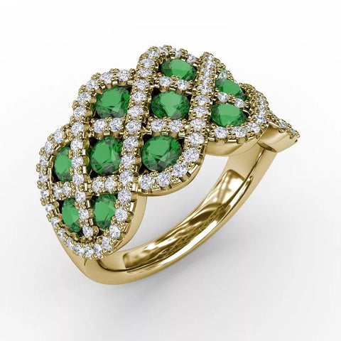 You and Me Emerald and Diamond Interweaving Ring R1370