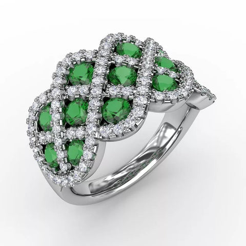 You and Me Emerald and Diamond Interweaving Ring R1370