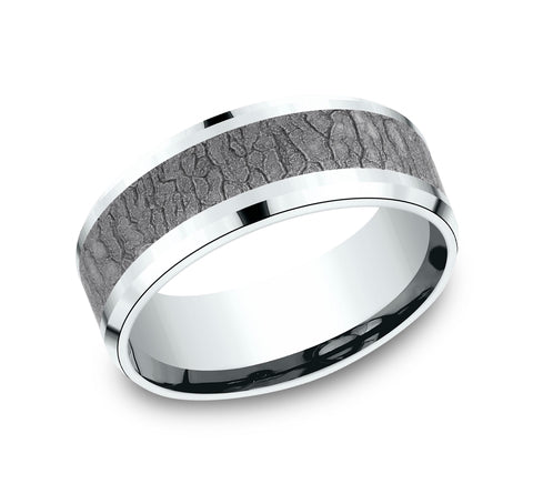 Benchmark 14k White Gold and Tantalum 8mm Band CF958620GTA14KW10