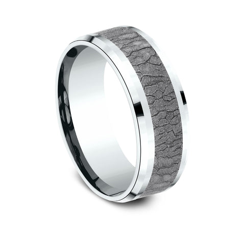 Benchmark 14k White Gold and Tantalum 8mm Band CF958620GTA14KW10