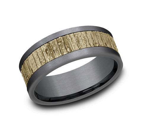 Benchmark 14k Yellow Gold and Tantalum 8mm Band CF978630GTA14KY10