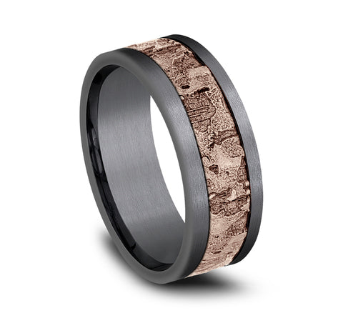 Benchmark 14k Rose Gold and Tantalum 8mm Band CF998633GTA14KR10