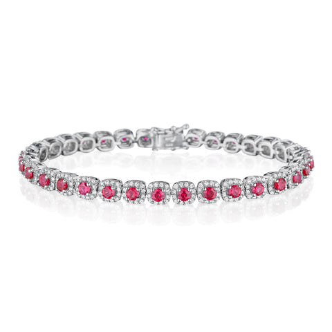 Fana Classic Cushion Cut Emerald and Diamond Bracelet