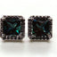 Green Andesine and DIamond Halo Earrings 210-03237