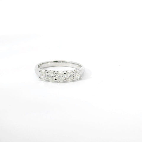 14K White Gold and Natural Oval Diamond Band