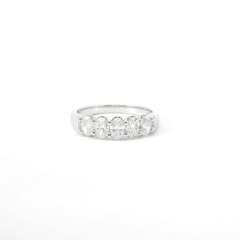 5 Stone Natural Oval Diamond Anniversary Ring