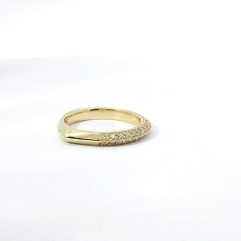 14K Yellow Gold and Diamond Pave Band