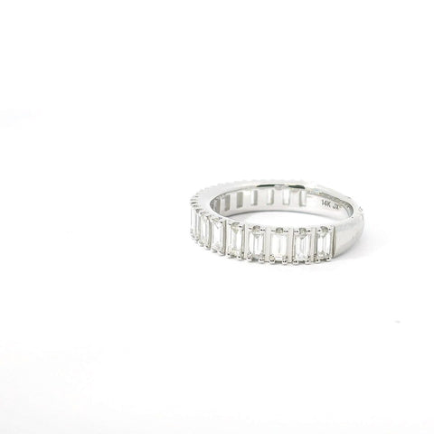 14K White Gold and Baguette Diamond Band