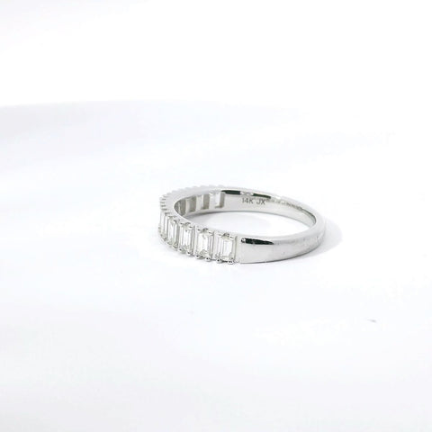 14K White Gold and Baguette Diamond Band