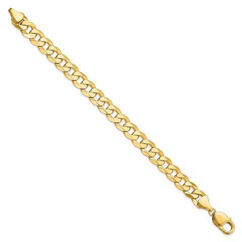 14K 9.5mm Flat Beveled Curb Bracelet