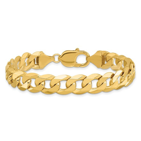 14K 9.5mm Flat Beveled Curb Bracelet