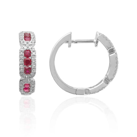 14KT White Gold Diamond and Ruby Earrings 211-00081