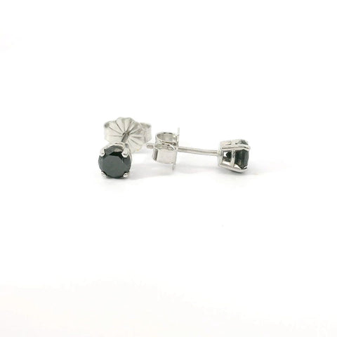 14K White Gold Black Diamond Stud Earrings