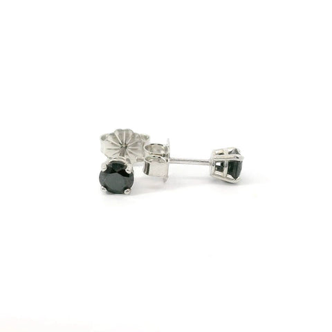 14K White Gold Black Diamond Stud Earrings