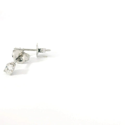 14K White Gold Oval Diamond Stud Earrings