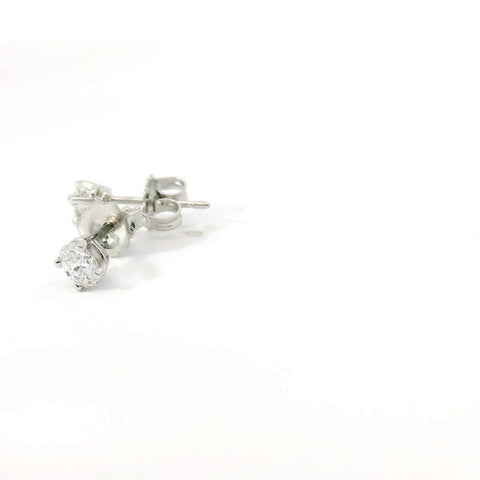 14K White Gold Oval Diamond Stud Earrings