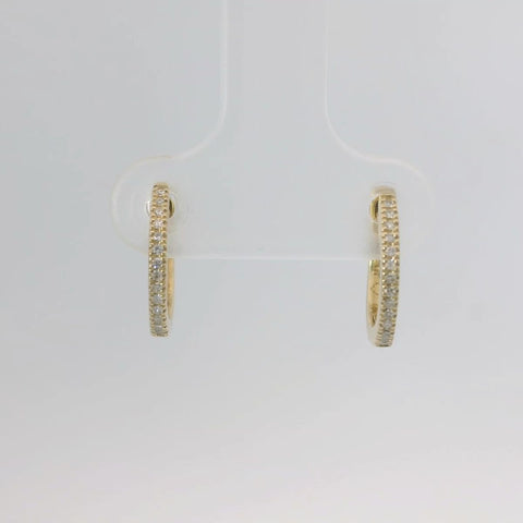 14K Yellow Gold Diamond Huggie Earrings