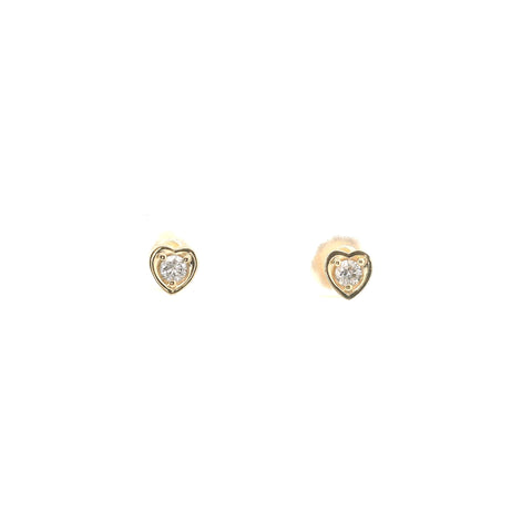 YELLOW GOLD NATURAL DIAMOND HEART BEZEL EARRINGS 150-07061