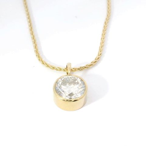 14K Yellow Gold Bezel-Set Natural Diamond Pendant