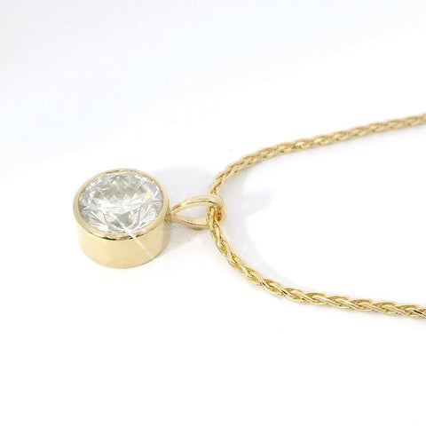 14K Yellow Gold Bezel-Set Natural Diamond Pendant