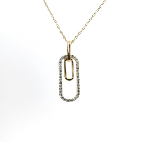 YELLOW GOLD AND DIAMOND PAPERCLIP STYLE PENDANT 160-04361