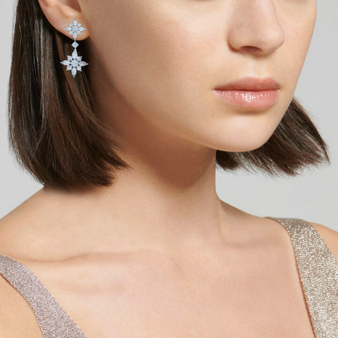 KWIAT PLATINUM Star Diamond Double Drop Dangle Earrings E-16386-0-DIA-PLAT