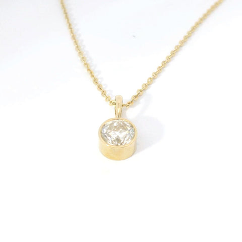 14K Yellow Gold Bezel-Set Natural Diamond Pendant