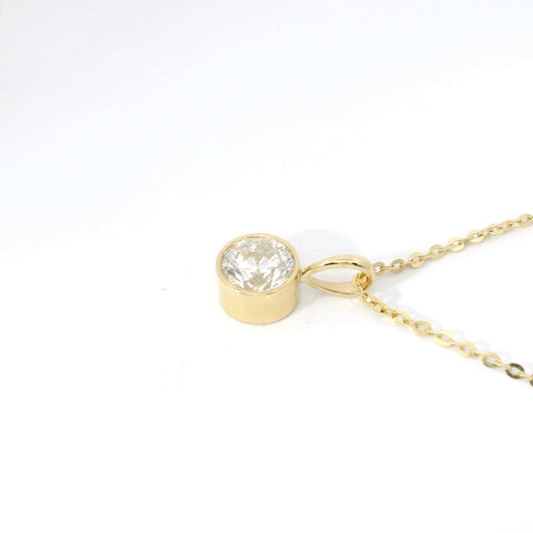 14K Yellow Gold Bezel-Set Natural Diamond Pendant