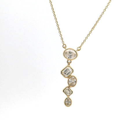 YELLOW GOLD SCATTERED DIAMOND DROP NECKLACE 165-00433