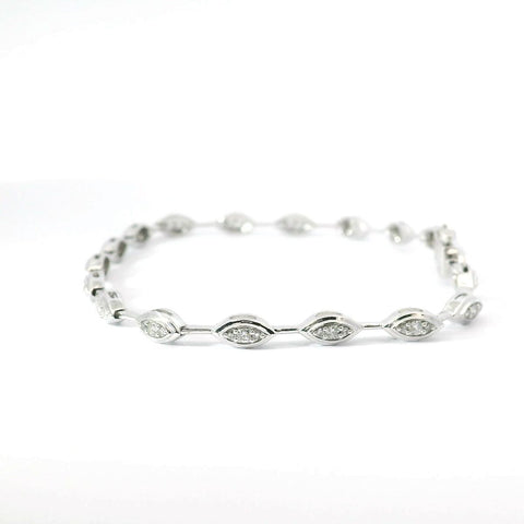 14K White Gold Natural Diamond Bracelet