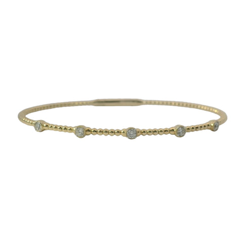 14K Yellow Gold Flexible Diamond Bangle Bracelet