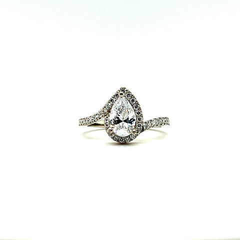 Lotus Pear Halo Diamond Engagement Ring