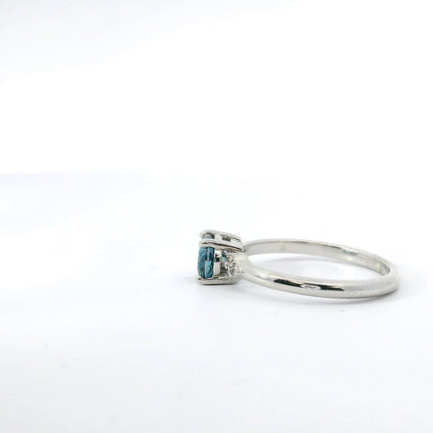 14K White Gold London Blue Topaz and Diamond Ring