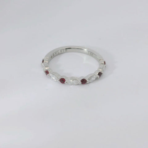 14KT White Gold Stackable Ruby Band