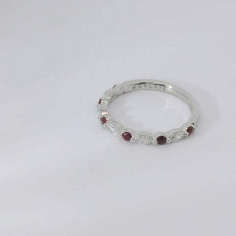 14KT White Gold Stackable Ruby Band