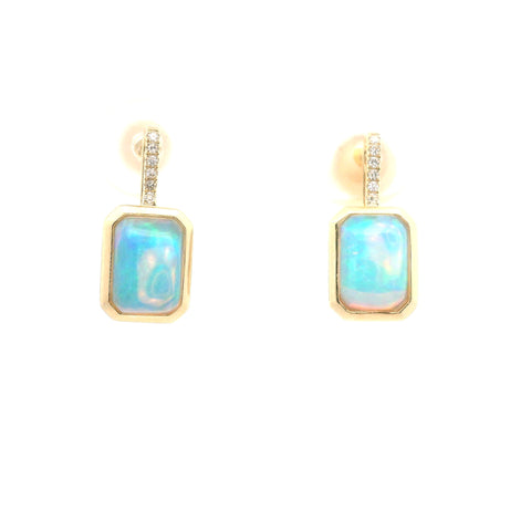 YELLOW GOLD OPAL & DIAMOND DANGLE EARRINGS 210-03220