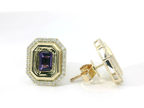 Amethyst and Diamond Halo Earrings 210-03255