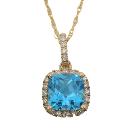 14K Yellow Gold Swiss Blue Topaz Necklace