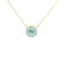 YELLOW GOLD BLUE TOPAZ & DIAMOND HALO NECKLACE 230-02385
