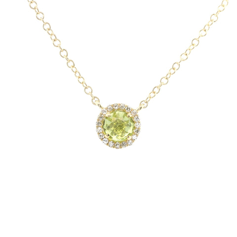 YELLOW GOLD GARNET & DIAMOND HALO NECKLACE 230-02388