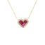 YELLOW GOLD NATURAL RUBY & DIAMOND HEART NECKLACE 231-00258