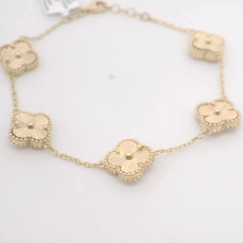 Bassali 14k Gold Clover Station Bracelet