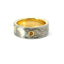 7MM 14KT YELLOW GOLD AND PALLADIUM 500 HALF HAND ENGRAVED HALF MOKUME GANE RING WITH BEZEL SET CHAMPAGNE DIAMOND 675-00190
