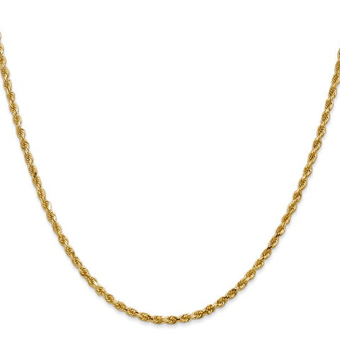 14K 2.5mm 18 Inch Diamond-Cut Rope Chain