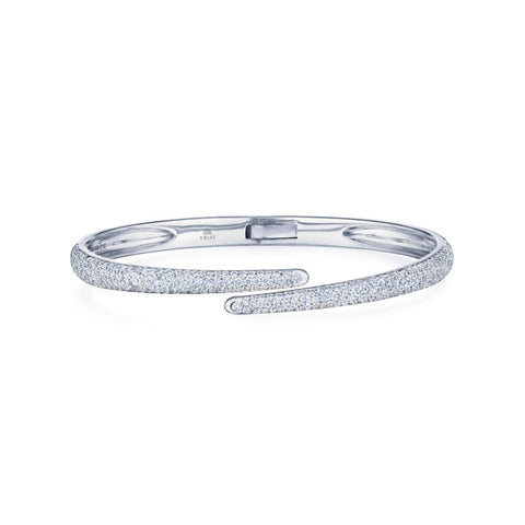 KWIAT 18KT Cobblestone Bypass Bangle with Pavé Diamonds B-19619-0-DIA-18KW