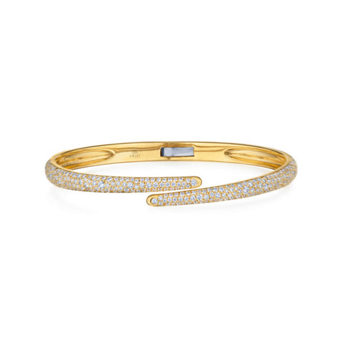 KWIAT 18KT Cobblestone Bypass Bangle with Pavé Diamonds B-19619-0-DIA-18KW