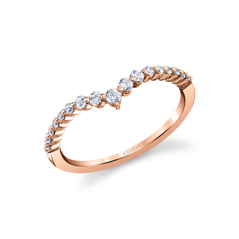 Sylvie Round Curved Diamond Wedding Ring B133